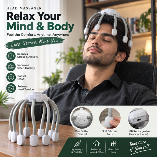 Smart Electric Head Massager – Deep Scalp Massage, Stress Relief & Relaxation | USB Rechargeable  | USA Quality